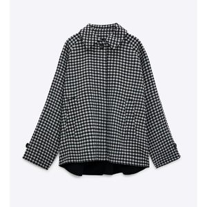 ZARA Check Print Wool Jacket Coat Size S